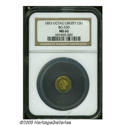 1853 $1 Liberty Octagonal 1 Dollar, BG-530, R.2, 
