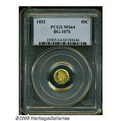 1852 50C Indian Round 50 Cents, BG-1076, Low R.6,