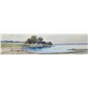 Image 1 : Antique original watercolour painting of sailing boats in the bay, signed by artist, 4" X 15"