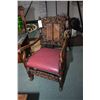 Image 2 : Pair of antique, matching, heavily carved Jaccobean open arm side chairs with angel motif back and f