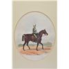 Image 1 : Framed antique original watercolour/gouache painting depicting a mounted officer of the 18th Hussars