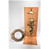 Image 1 : Antique brass nautical port hole and a brass full gimbal mount ship's oil lantern with heat diffuser
