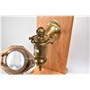 Image 2 : Antique brass nautical port hole and a brass full gimbal mount ship's oil lantern with heat diffuser