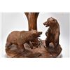 Image 2 : Hand carved Black Forest style table with tree trunk lamp support and pair of carved fighting bears 