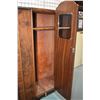 Image 2 : Large matched grain English walnut single door wardrobe, appears to be original finish and hardware