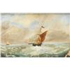Image 1 : Antique gilt framed original oil on canvas painting of a tall ship in white water, no artist signatu