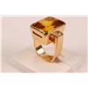 Image 2 : 14kt yellow gold dinner ring set with faux 15.00ct center gemstone and .12cts of accent diamonds. Re