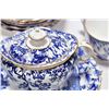 Image 2 : Royal Crown Derby "Mikado" tea service for six including six snack plates, cups and saucers, tea pot