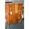 Image 2 : Antique French style matched grain curved front vanity with bench and wall mirror plus five drawer h