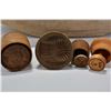 Image 2 : Selection of wooden kitchen primitives including dough bowl, rolling pin, butter molds, spool, spoon
