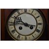 Image 2 : Antique walnut cased wall clock with triple finial top, porcelain dial, Roman numerals and chiming m