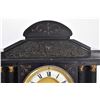 Image 2 : Antique slate chiming mantle clock with porcelain Roman numeral dial and Corinthian column decoratio