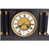 Image 3 : Antique slate chiming mantle clock with porcelain Roman numeral dial and Corinthian column decoratio