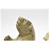 Image 2 : Two carved green soapstone figures including reclining woman 9" in length and an artist signed bear