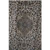 Image 2 : 100% hand made Iranian wool blend carpet with center medallion, cream background in shades of blue, 