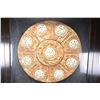 Image 2 : Multipanel carved stone Oriental motif circle in large shadow box display with overall dimensions 35