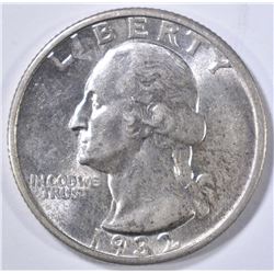 1932-S WASHINGTON QUARTER, CH AU