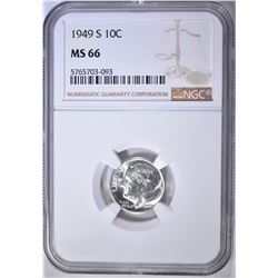 1949-S ROOSEVELT DIME, NGC MS-66