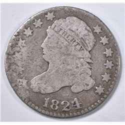 1824/2 BUST DIME, VG rim damage