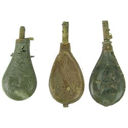 3 Antique Powder Flasks