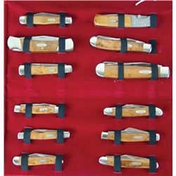 Set Of 12 Case Pocket Knifes, New in "Case"Display