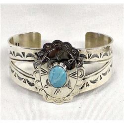 Navajo Sterling Turquoise Bracelet by Ma'Atsidii
