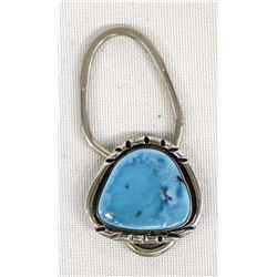 Navajo Sterling Turquoise Keyring by L. Platero