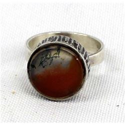 Estate Sterling Silver Petrified Wood Ring, Sz 7