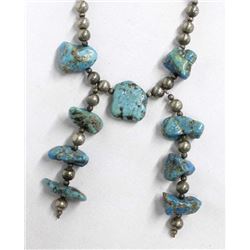Vintage Navajo Sterling Turquoise Nugget Necklace