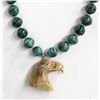 Image 1 : Malachite and Carved Bone Eagle Pendant Necklace