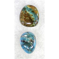 Pair Kingman Turquoise Cabochons