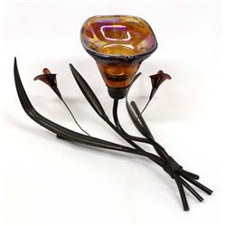 Metal and Glass Calla Lily Sculpture