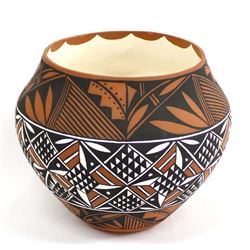 Hand Painted Acoma Pottery Olla by Dora Antonio