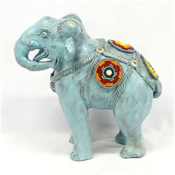 Beaded Painted Pottery Elephant by Kills Thunder