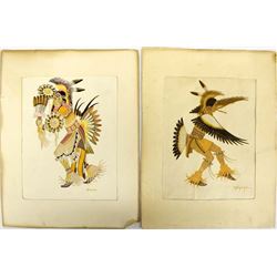 2 Vintage Kiowa Prints by Stephen Mopope