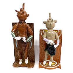 2 Glazed Slab Pottery Mudhead Kachinas by Mulenex