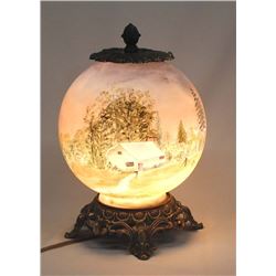 Antique Hand Painted Globe Lamp