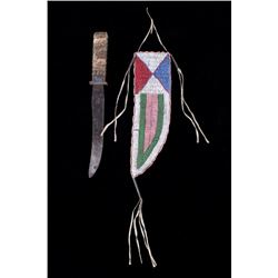 Wyoming Arapaho Beaded Sheath & Trade Knife 19th C