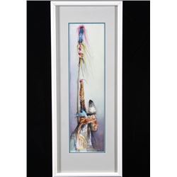 Signed Native American Watercolor Art c. 1977