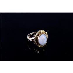 Alaskan Gold Nugget & Fire Opal Gold Ring 1930's