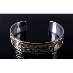 Navajo Sterling & Gold Overlay Storyteller Cuff