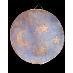 Comanche Polychrome Painted War Drum 19th C.