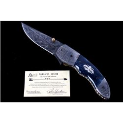Navajo Dave Yellowhorse Damascus Thunderbird Knife