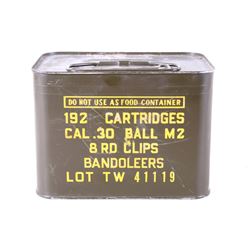 UNOPENED Can of 192 .30 Cal Ball M2 Cartridges