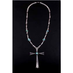 Navajo Silver & Turquoise Cross Necklace