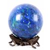Image 1 : Azurite & Malachite Polished Stone w/ Bronze Stand