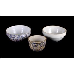Collection of Early Sponge Ware Mixing Bowls