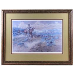 Charles Russell "A Dangerous Sport" Framed Print