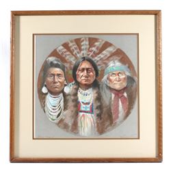 Signed Native American Chief Framed Artwork