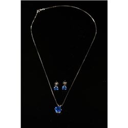 Sapphire Pendant Necklace and Matching Earrings